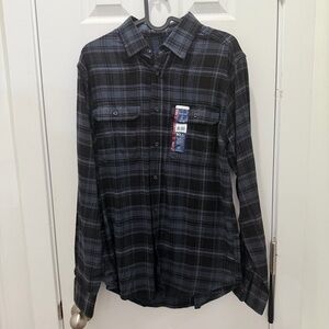 George Black and Gray Plaid Button-Down Shirt